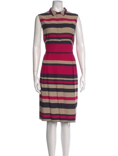 Pre-owned Lk Bennett Striped Knee-length Dress In Neutral