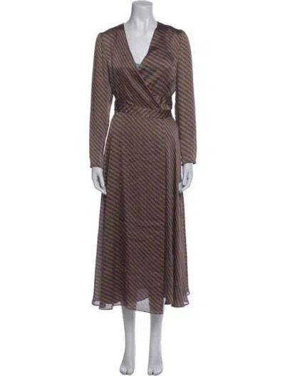 Pre-owned Lk Bennett Striped Long Dress W/ Tags In Multi