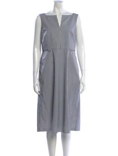 Pre-owned Lk Bennett Striped Midi Length Dress In Blue