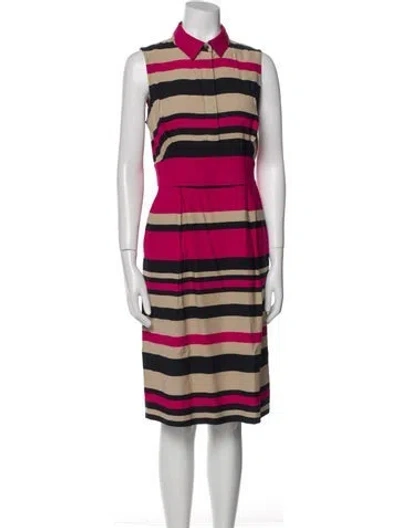 Pre-owned Lk Bennett Striped Midi Length Dress In Multicolor