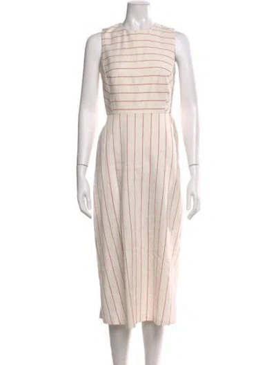 Pre-owned Lk Bennett Striped Midi Length Dress In Neutral