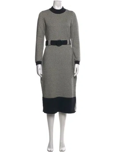 Pre-owned Lk Bennett Striped Midi Length Dress W/ Tags In Blue