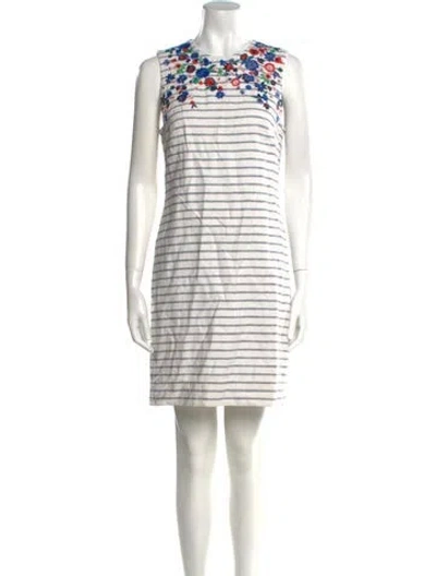 Pre-owned Lk Bennett Striped Mini Dress In White