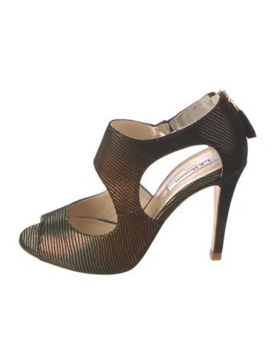 Pre-owned Lk Bennett Striped Sandals In Black/metallic