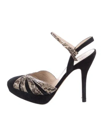 Pre-owned Lk Bennett Suede Animal Print Pumps In Black