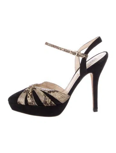 Pre-owned Lk Bennett Suede Animal Print Slingback Pumps In Black