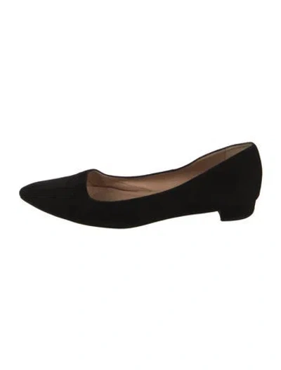 Pre-owned Lk Bennett Suede Ballet Flats In Black