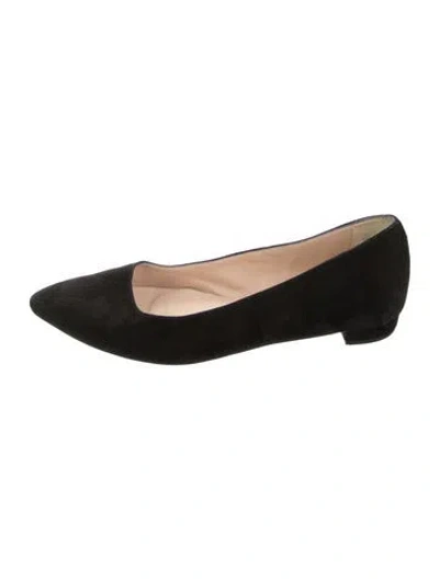 Pre-owned Lk Bennett Suede Ballet Flats In Black