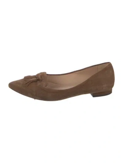 Pre-owned Lk Bennett Suede Ballet Flats In Brown