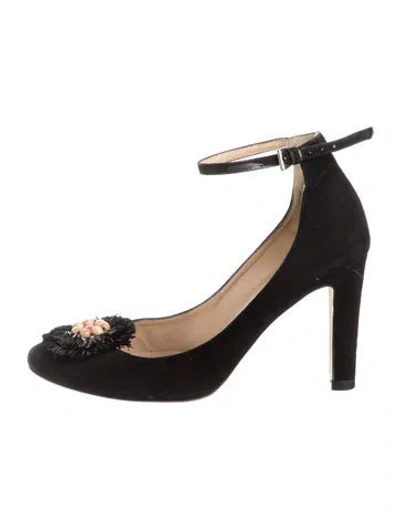 Pre-owned Lk Bennett Suede Beaded Accents Pumps In Black