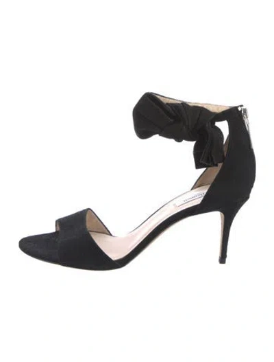 Pre-owned Lk Bennett Suede Bow Accents Sandals In Black