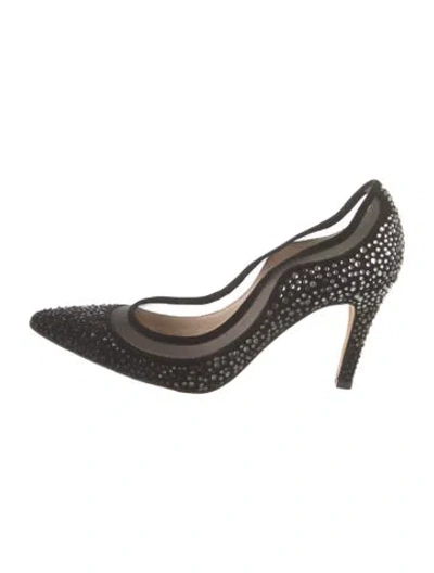 Pre-owned Lk Bennett Suede Crystal Embellishments Pumps In Black