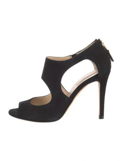 Pre-owned Lk Bennett Suede Cutout Accent Pumps In Black