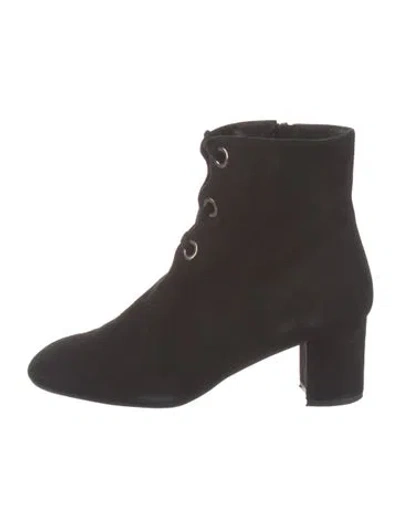 Pre-owned Lk Bennett Suede Lace-up Boots In Black