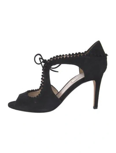 Pre-owned Lk Bennett Suede Pom-pom Embellishments Pumps In Blue