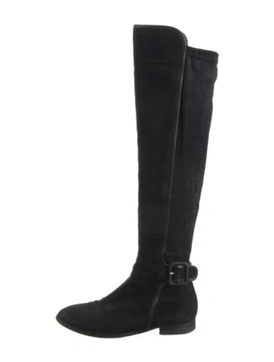 Pre-owned Lk Bennett Suede Riding Boots In Black