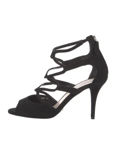Pre-owned Lk Bennett Suede Sandals In Black