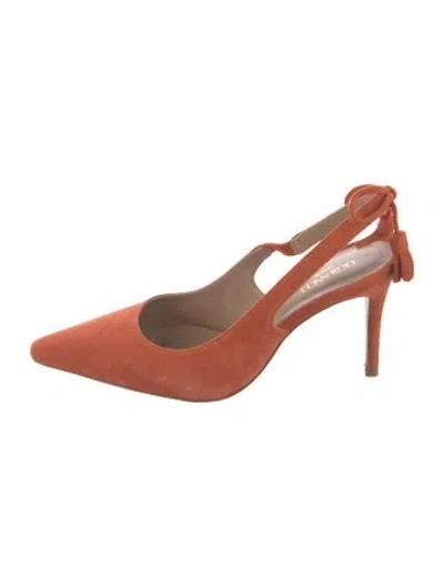 Pre-owned Lk Bennett Suede Slingback Pumps In Orange