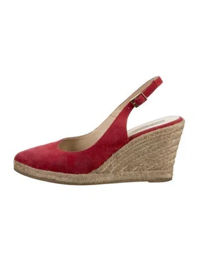 Pre-owned Lk Bennett Suede Slingback Pumps In Red