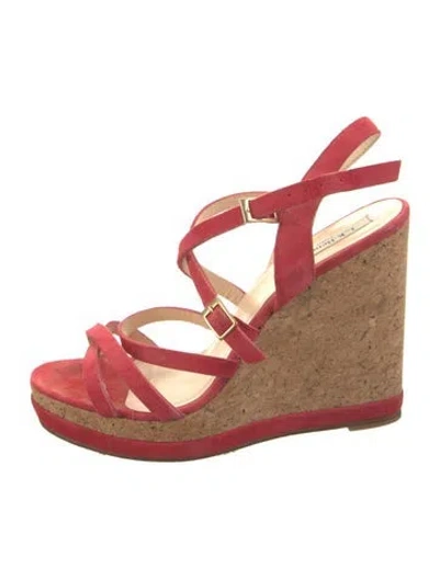 Pre-owned Lk Bennett Suede Slingback Sandals In Red