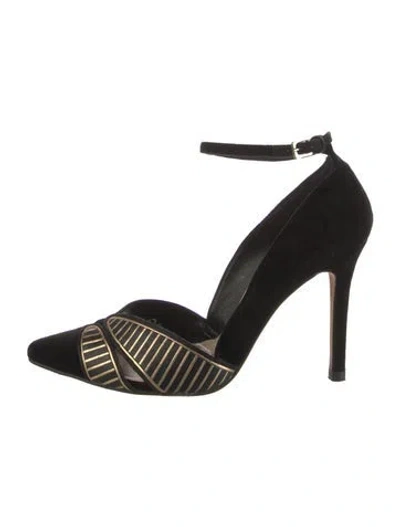 Pre-owned Lk Bennett Suede Striped Pumps In Black