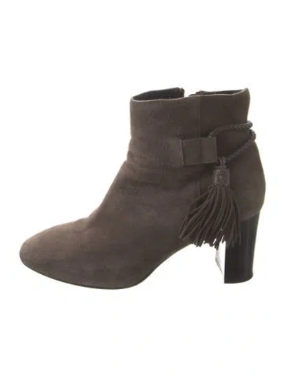 Pre-owned Lk Bennett Suede Tassel Accents Boots In Brown