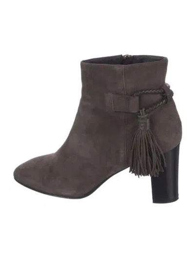 Pre-owned Lk Bennett Suede Tassel Accents Boots In Gray