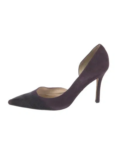 Pre-owned Lk Bennett Suede Tweed Pattern D'orsay Pumps In Purple