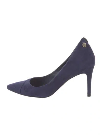 Pre-owned Lk Bennett Suede Whipstitch Trim Pumps In Blue