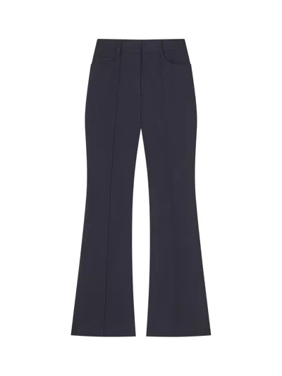 Lk Bennett Susie Navy Cotton-blend Flared Trousers In Blue