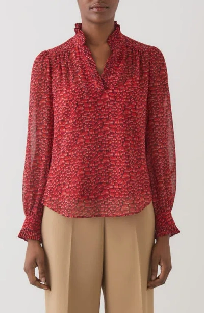 Lk Bennett Suzette Pleat Top In Red