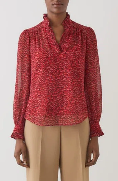 Lk Bennett Suzette Pleat Top In Burgundy
