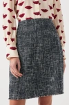 Lk Bennett Suzie Fray Hem Tweed Skirt In Indigo