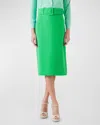 Lk Bennett Womens Gre-green Tabitha Belted-waist High-rise Crepe Pencil Skirt In Green
