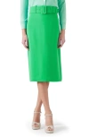 Lk Bennett Womens Gre-green Tabitha Belted-waist High-rise Crepe Pencil Skirt In Green