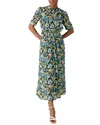 Lk Bennett Womens Mul-multi Thelma Floral-print Tie-neck Woven Midi Dress