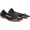 Lk Bennett Womens Bla-black Tilly Bow-embellished Patent-leather Ballet Flats In Black