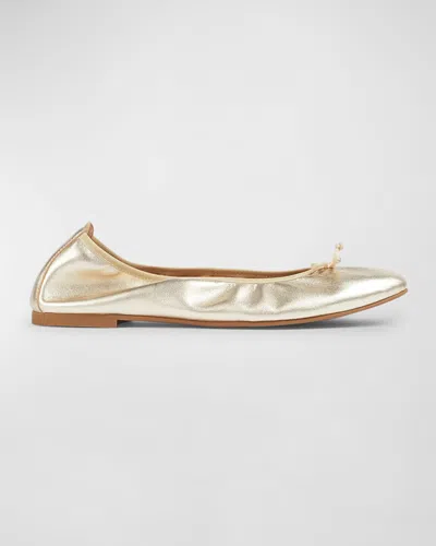 Lk Bennett Womens Gol-champagne Trilly Metallic Leather Ballerina Flats