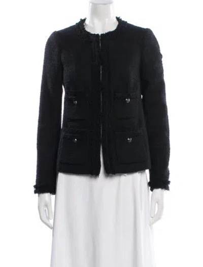 Pre-owned Lk Bennett Tweed Pattern Blazer In Black