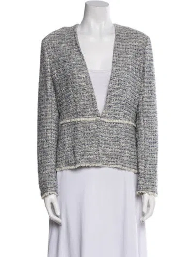 Pre-owned Lk Bennett Tweed Pattern Blazer In Blue