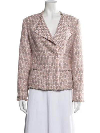 Pre-owned Lk Bennett Tweed Pattern Blazer In Pink