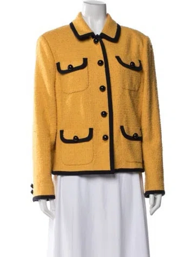 Pre-owned Lk Bennett Tweed Pattern Blazer In Yellow