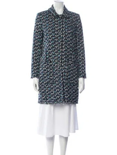 Pre-owned Lk Bennett Tweed Pattern Coat In Blue