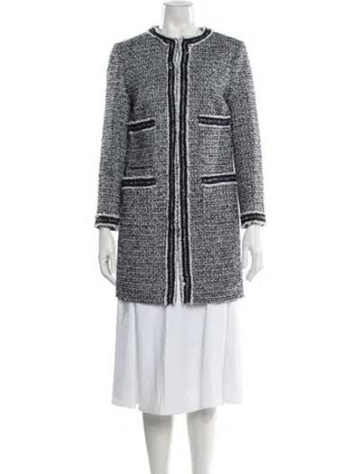 Pre-owned Lk Bennett Tweed Pattern Coat In White