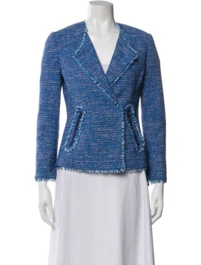 Pre-owned Lk Bennett Tweed Pattern Evening Jacket In Blue