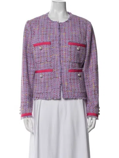 Pre-owned Lk Bennett Tweed Pattern Jacket In Purple
