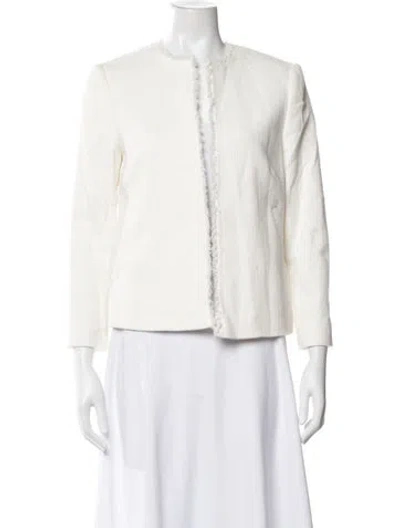 Pre-owned Lk Bennett Tweed Pattern Jacket In White
