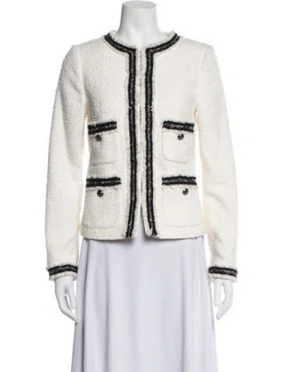 Pre-owned Lk Bennett Tweed Pattern Jacket In White