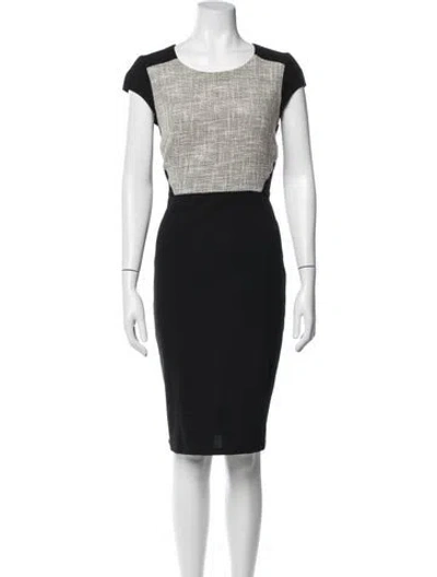Pre-owned Lk Bennett Tweed Pattern Knee-length Dress In Black