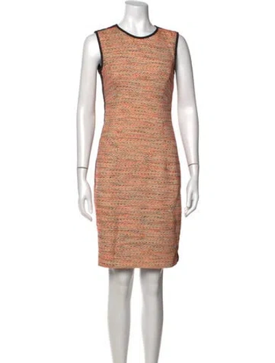 Pre-owned Lk Bennett Tweed Pattern Knee-length Dress In Orange